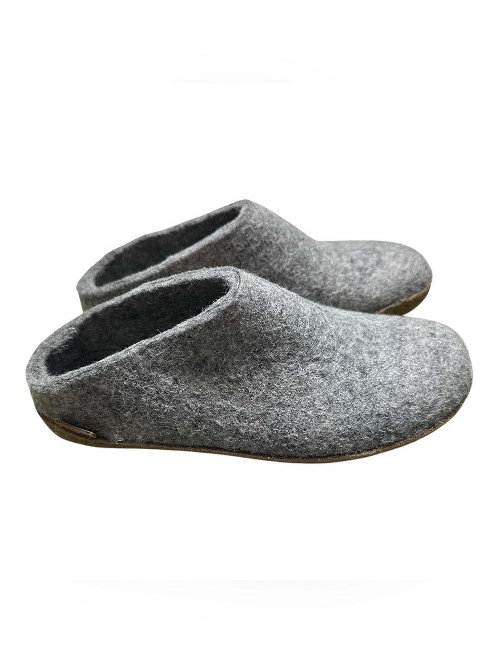Glerups Women’s Slip-On Gray Wool Slipper with Leather Bottom Sz.37/6.5 -As Is-